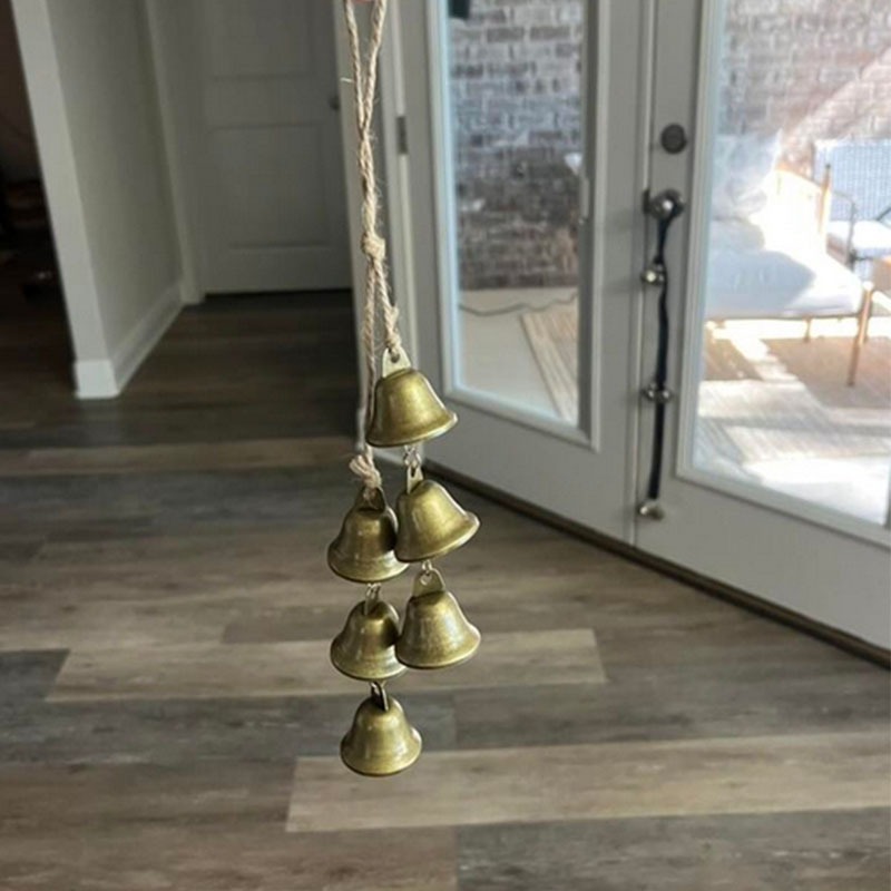 Hot-selling hemp rope bell string retro horn wind chime wrought iron pendant DIY home and guesthouse wind chime decoration pendant