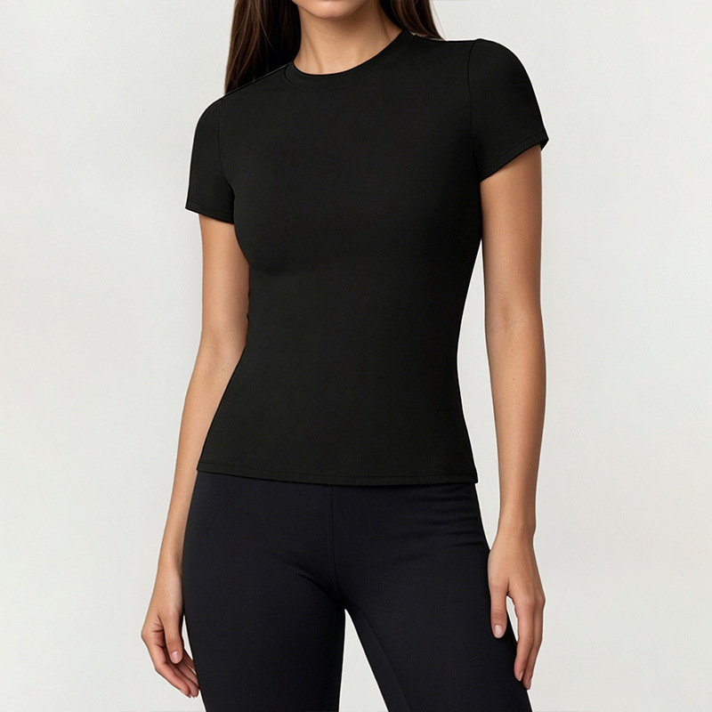 New cross-border spring/summer tight-fitting quick-drying t-shirt, yoga top, fitness cover-up, outdoor running sports short-sleeved women's shirt