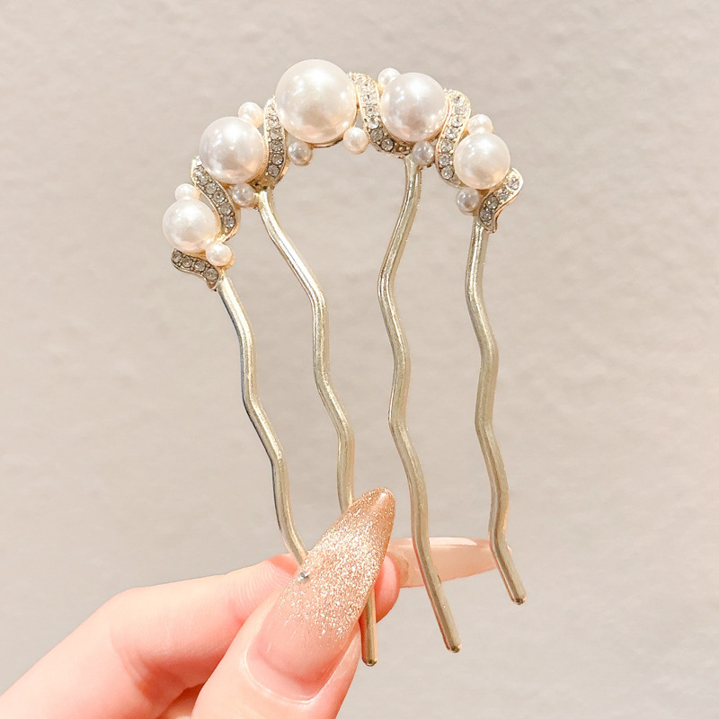 Bun-style hairpin/hair clip, 2026 new style, four-tooth comb for back of head.