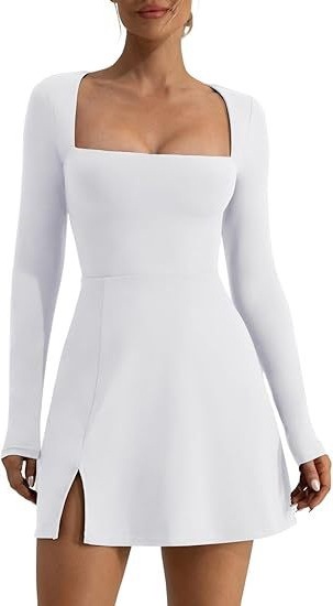 Cross-border European and American style long-sleeved dress for women, autumn, sexy square neck slim dress, Amazon women's clothing, socialite style.