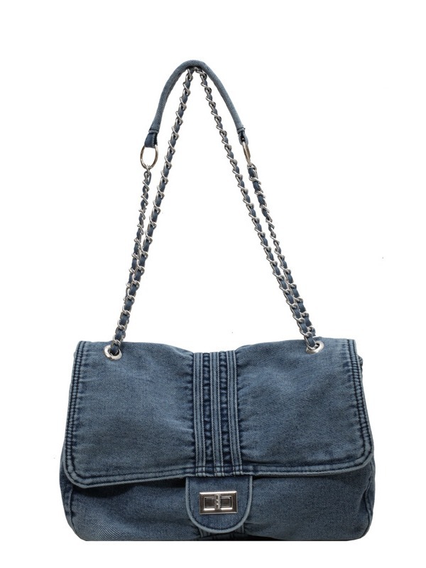 Women's Washed Denim Bag, 2025 New Trendy Fashion Chain Tote Bag, Versatile Large Capacity Crossbody Hobo Bag