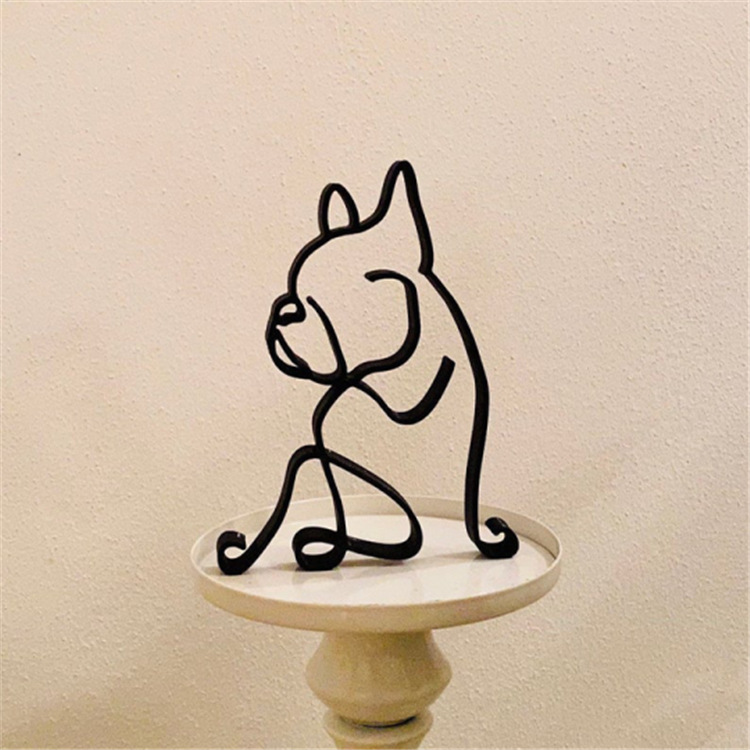 New cross-border product: Dog Art Sculptur minimalist metal dog/cat figurine craft.