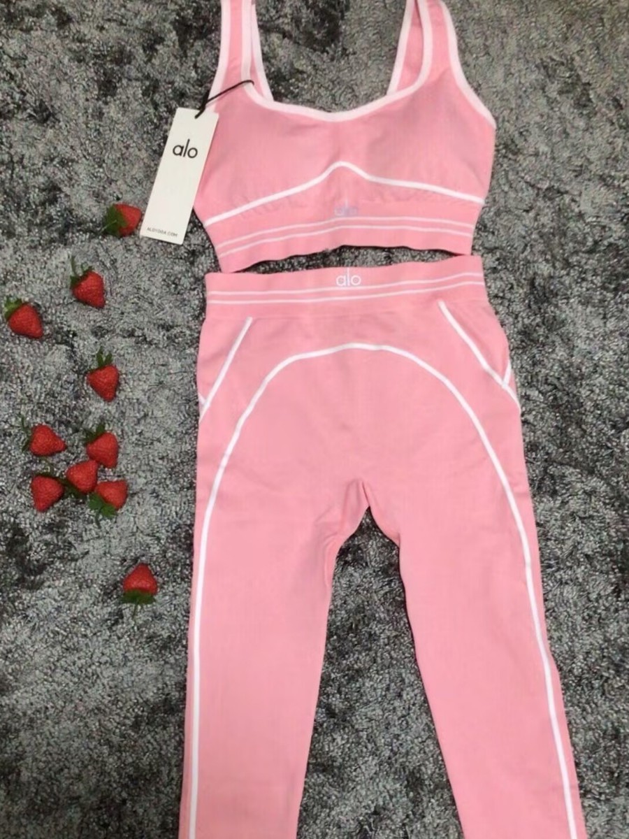 ALO's sporty women's casual yoga fitness fashion high-elasticity bra and long pants two-piece casual set