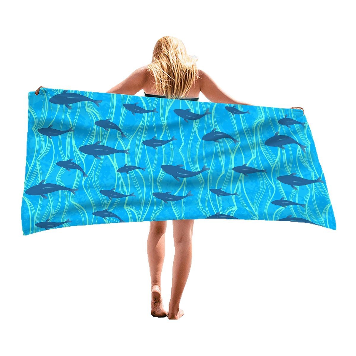 Cross-border Summer Ocean Animal Series Beach Towels, Microfiber Swimming Towels, Sweat-Absorbent, Sun-Protective, Water-Absorbent Towels