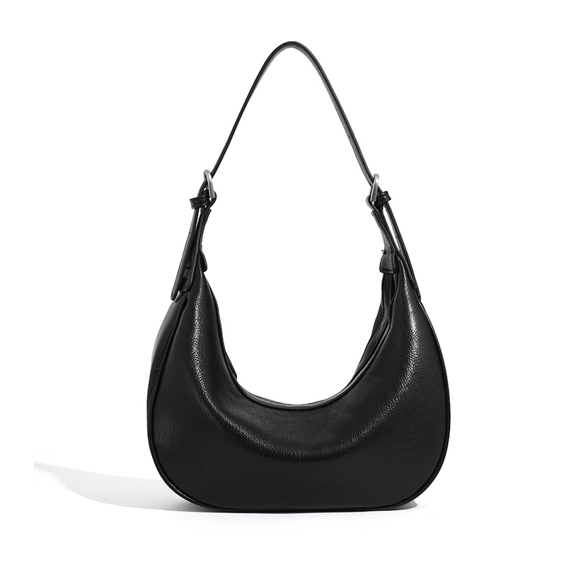 Unique design crescent-shaped hobo bag, a simple soft leather crossbody bag for women, perfect for commuting or as an underarm accessory, 2026 new style.