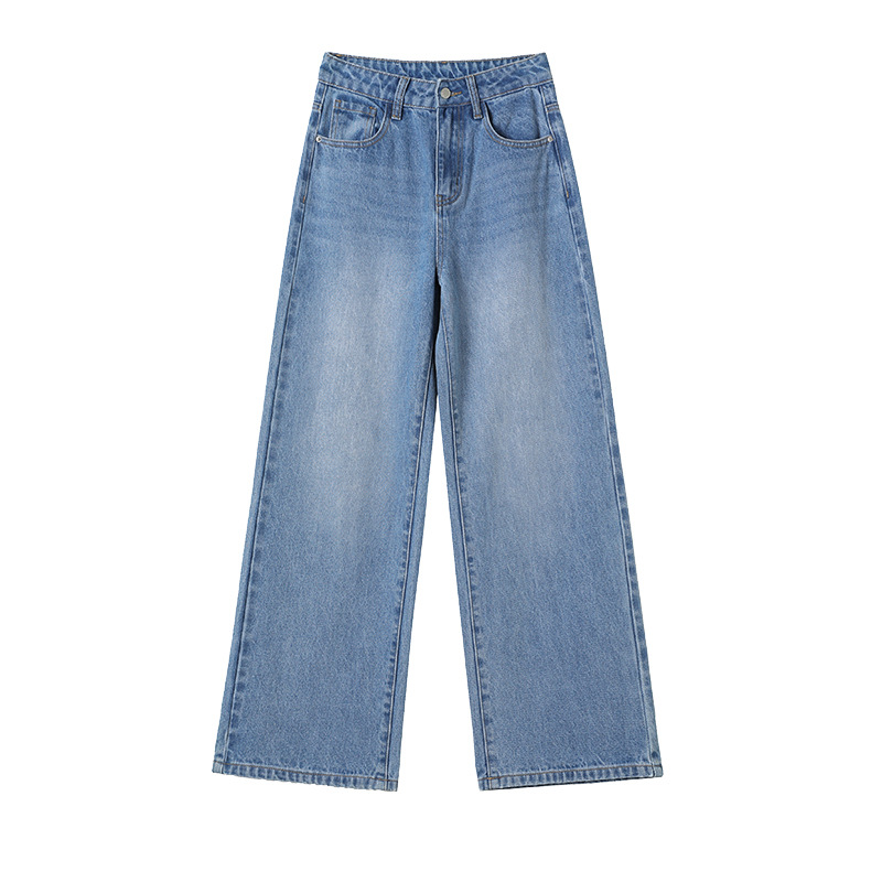 Loose straight-leg jeans for women, spring and autumn long pants for slimming, wide-leg denim jeans for women