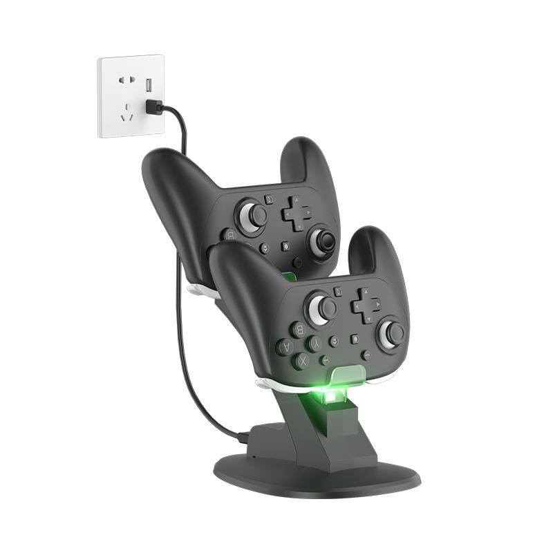 Switch2 PRO gamepad aircraft charger, NS2PRO gamepad dual-seat charger with green light indicator charging dock