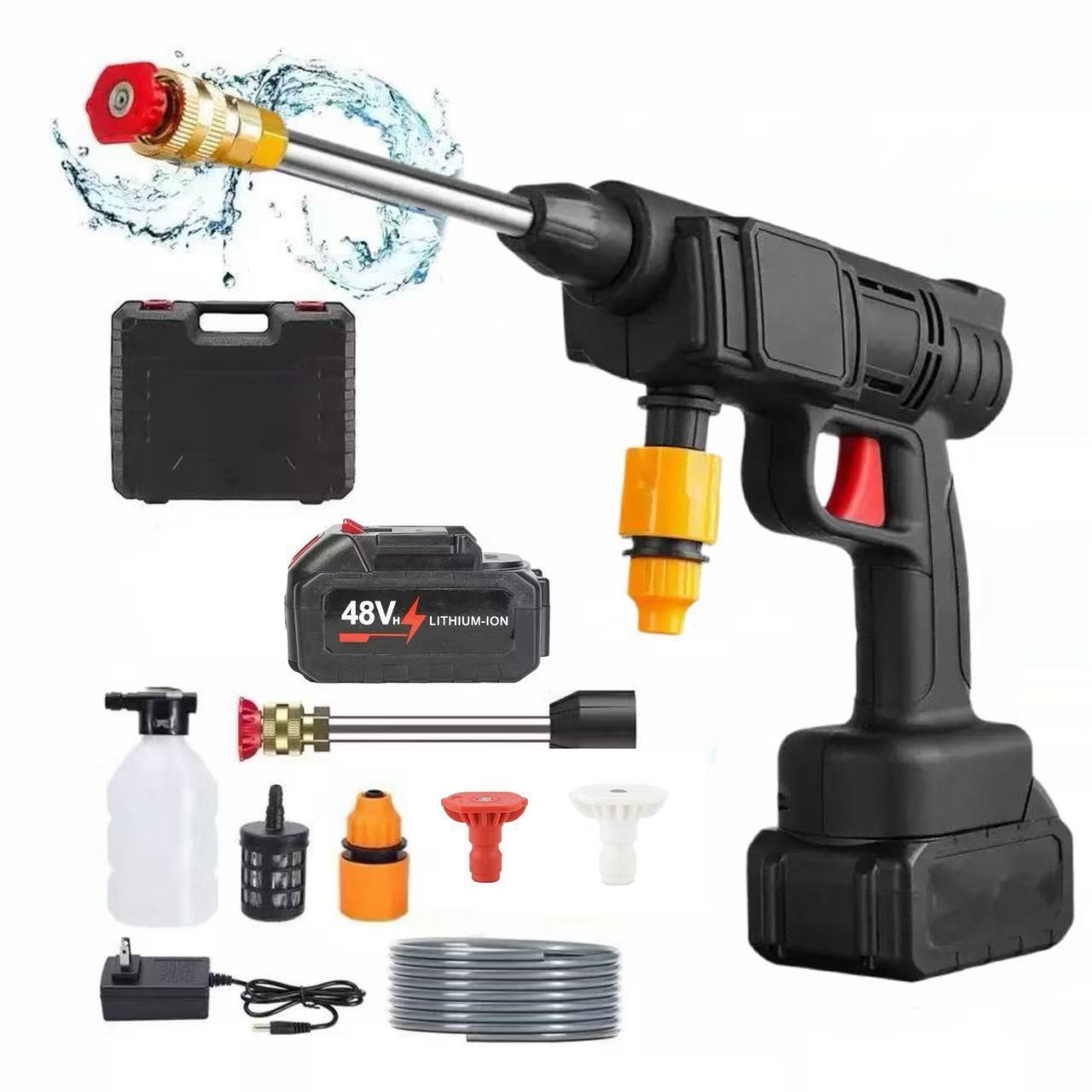 New multi-functional cordless car wash machine with high-pressure water gun, household booster car wash machine, high-power lithium battery cleaning marvel.
