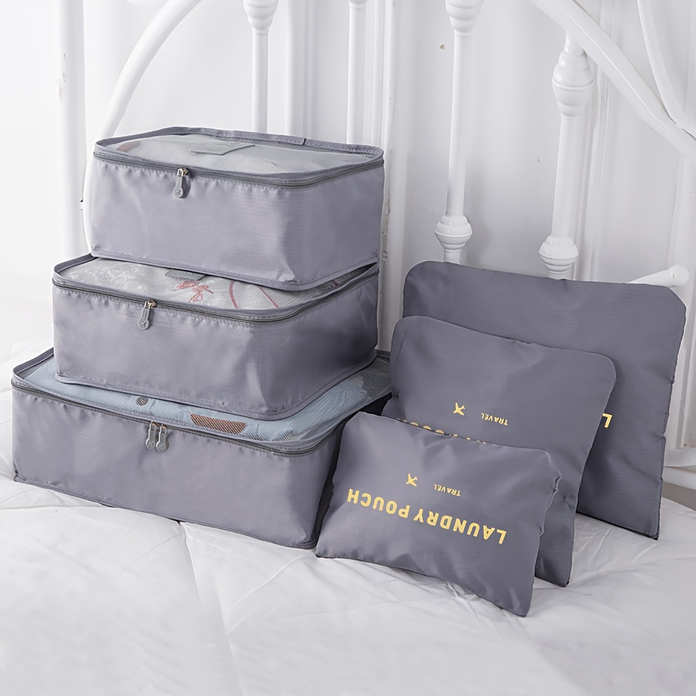 Home and travel storage bag set, six-piece set of waterproof luggage organizer bags.