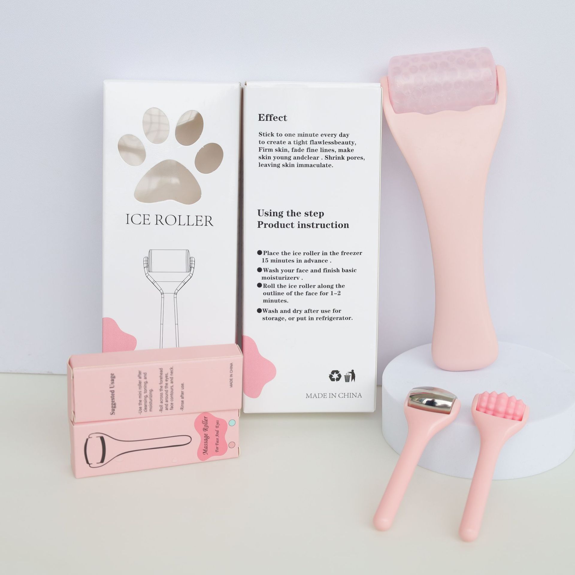 New cross-border combination beauty tool gift set, skin care facial massage tool gift box with ice roller