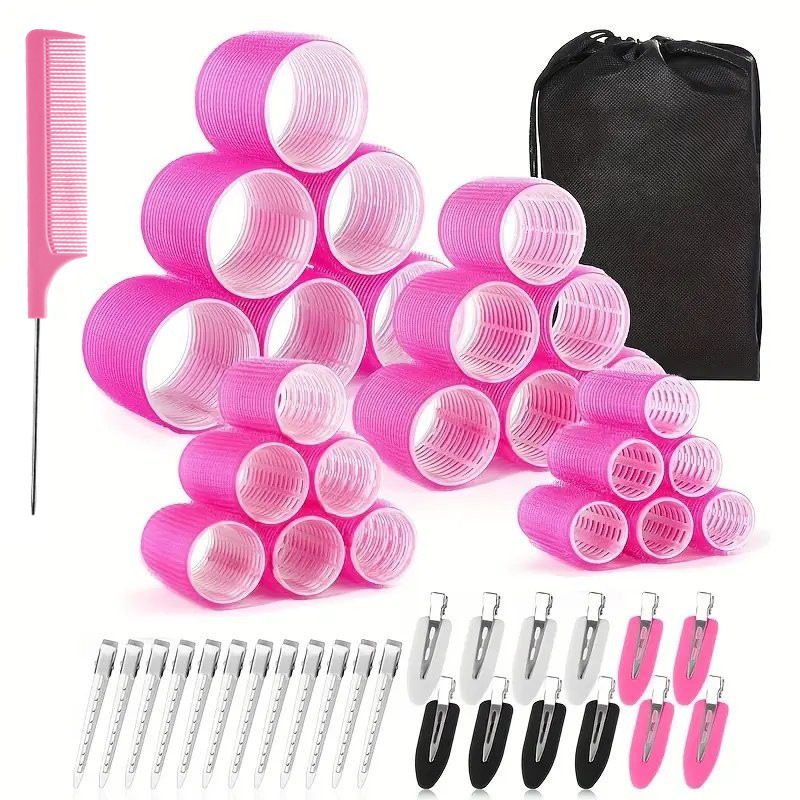 Amazon's "Eight-Character Air Bangs" Hair Curling Set - Cross-border Effortless Hair Curling Tool with Clips and Comb