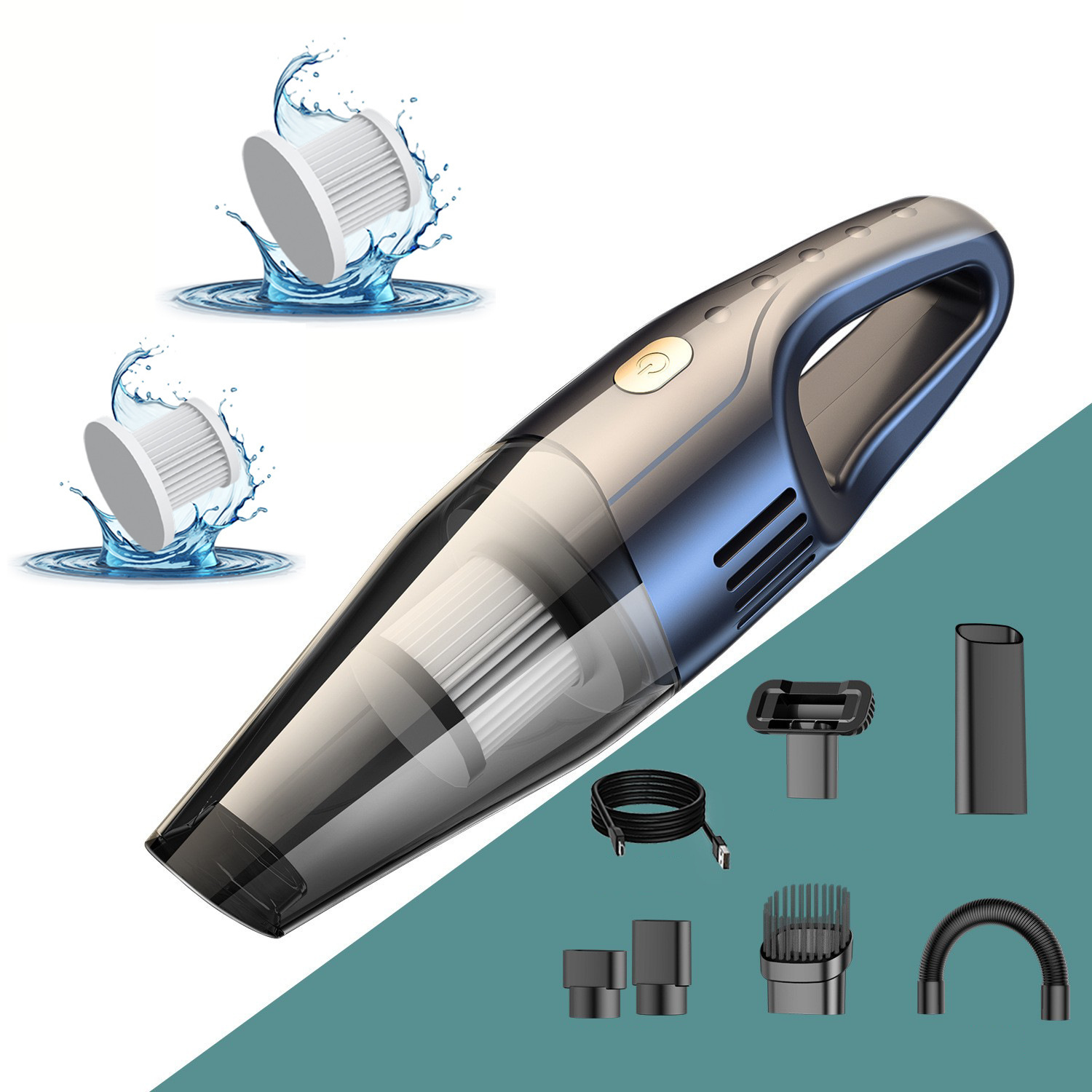 Powerful cordless car vacuum cleaner with high suction power, mini handheld car vacuum cleaner, suitable for home and indoor use.