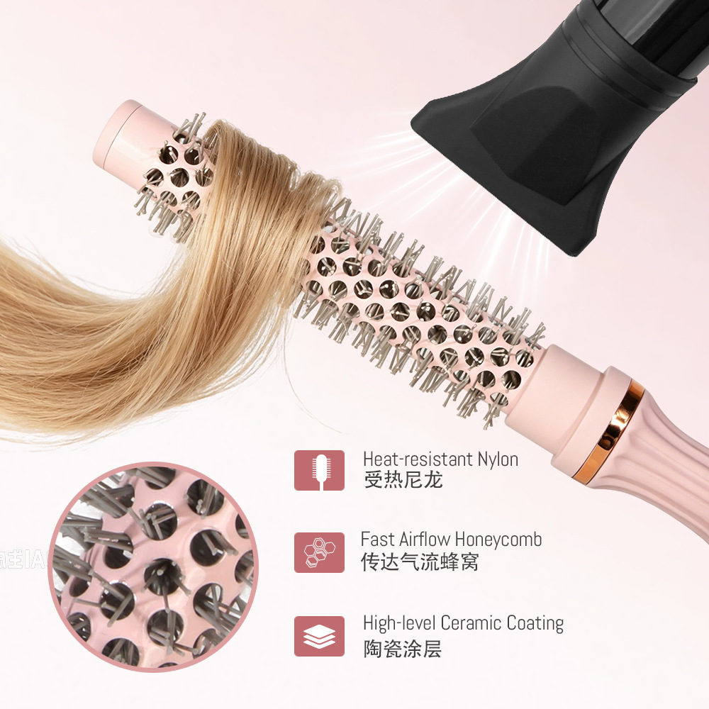 Cross-border mini ceramic round brush, air-conducting heat-conducting volumizing root comb, professional styling curling comb, round barrel hair smoothing comb.