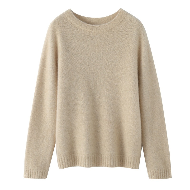 New loose and soft seven-needle round-neck sweater for women, a laid-back and skin-friendly velvet knitted top for winter