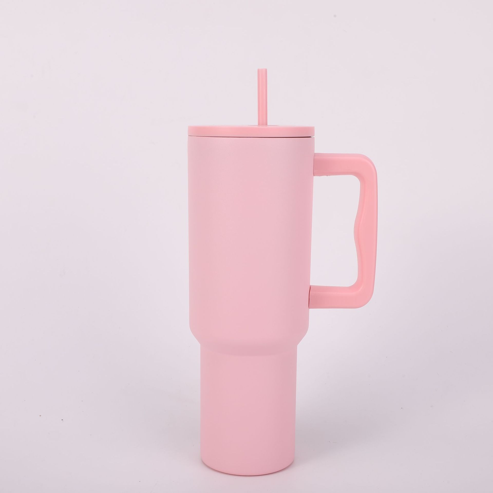 Simple 40oz stainless steel thermos cup, giant size, with straw and handle, outdoor portable mug, wholesale.