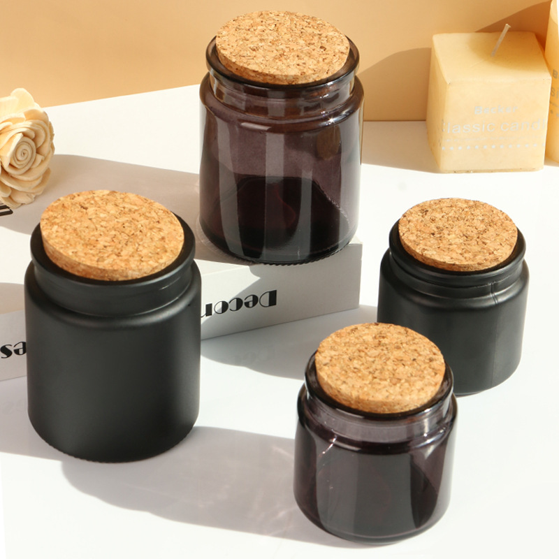 Wooden stopper glass bottle with lid, DIY scented candle cup, empty cup, wooden stopper glass bottle
