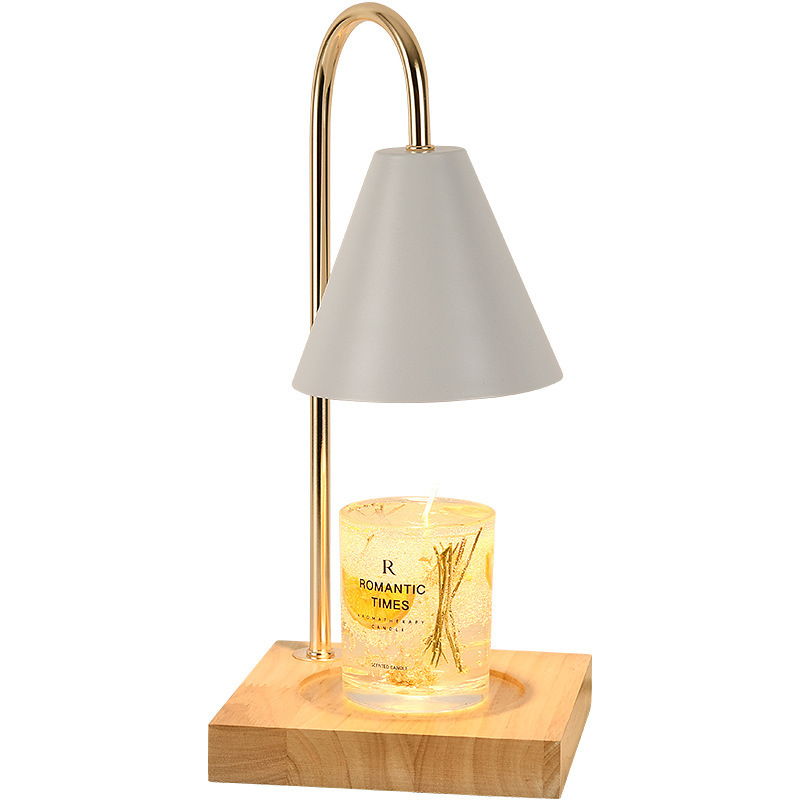 Aroma lamp, candle lamp, warm and retro scented candle lamp, bedroom bedside wooden night lamp, ambient table lamp