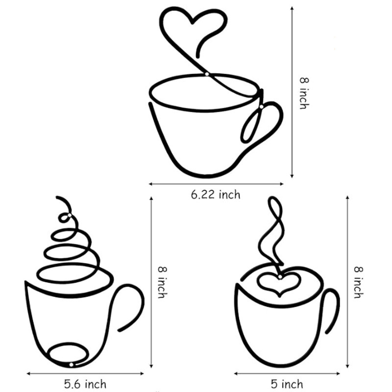 Amazon cross-border creative coffee cup decoration self-adhesive 3D mirror 1mm acrylic wall sticker restaurant wall decal
