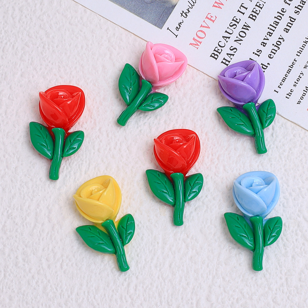 New colorful tulip DIY cream glue phone case jewelry resin accessories hair clips material wholesale