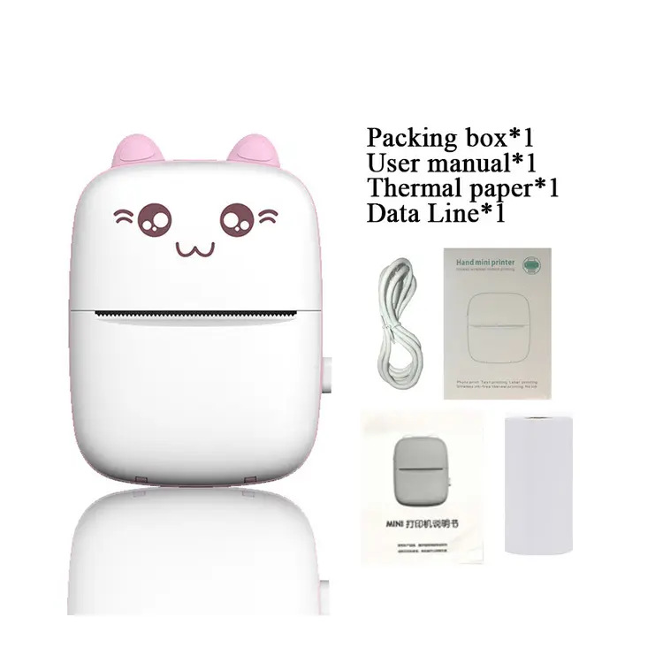 One-click printing of wrong question photos, cute kitten design, a portable mini thermal printer for students, a learning wonder