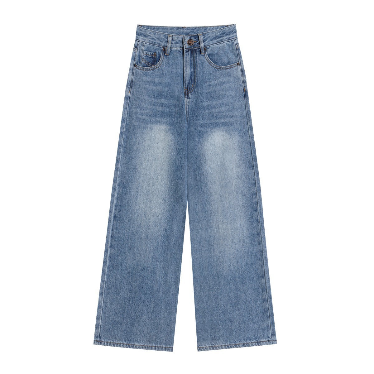 Wide-leg jeans for women, high-waisted and slimming long pants, men, spring and autumn loose straight floor-length pants, versatile casual pants