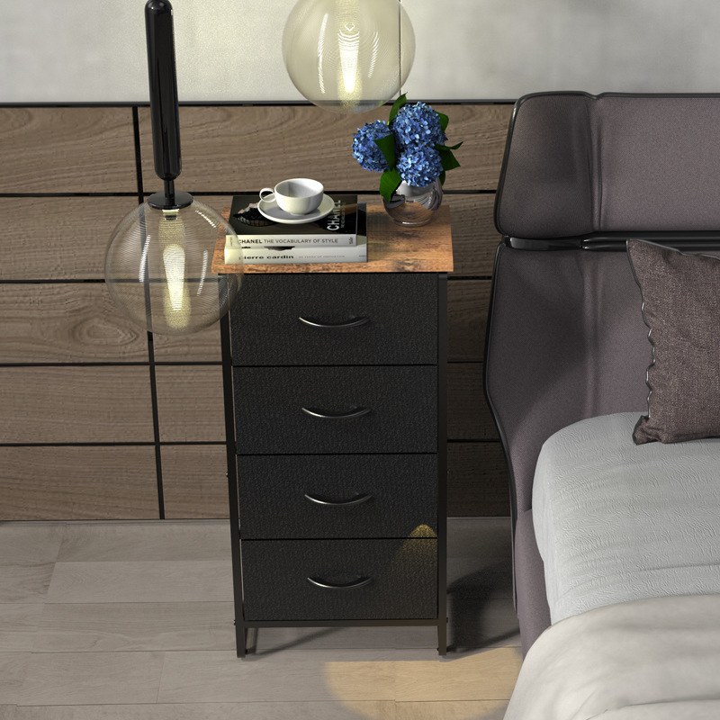 Bedside table/side table/coffee table with drawers, USB port and socket with charging station, 3-tier storage shelf