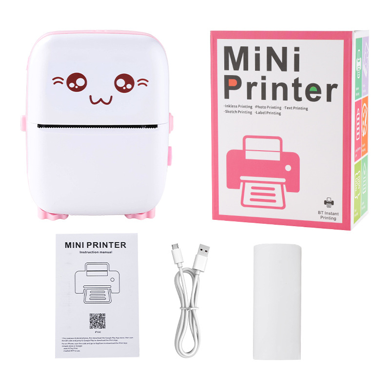 Mini portable thermal printer for kids, pocket-sized photo printer, student error search, Bluetooth label printer