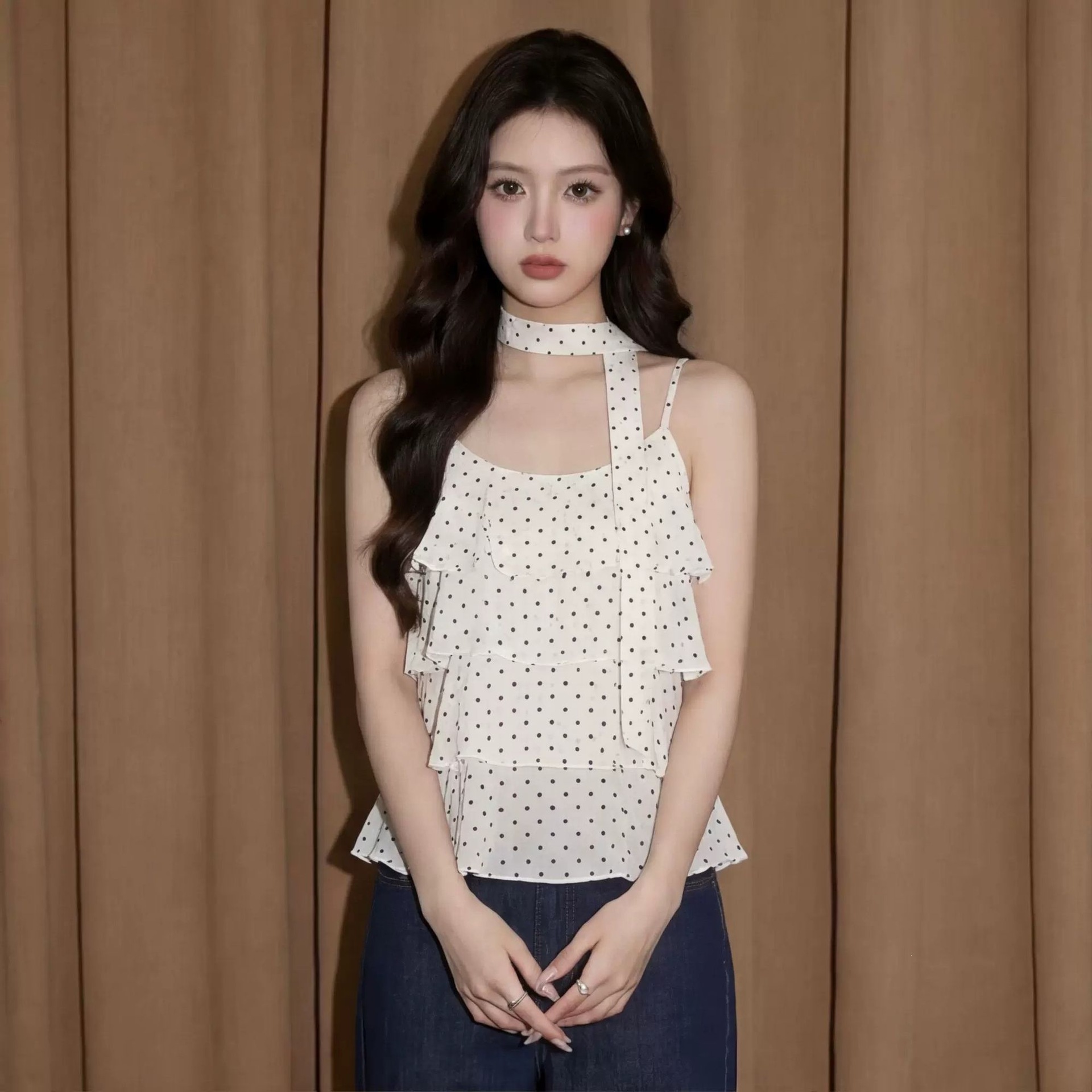 French gentle style floral print halter top for women's 2026 summer new irregular style versatile and beautiful top