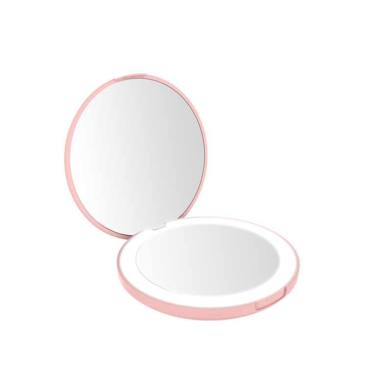 LED makeup mirror with light, foldable and rechargeable, suitable for gift pockets, portable, foldable, rechargeable, stepless dimming.