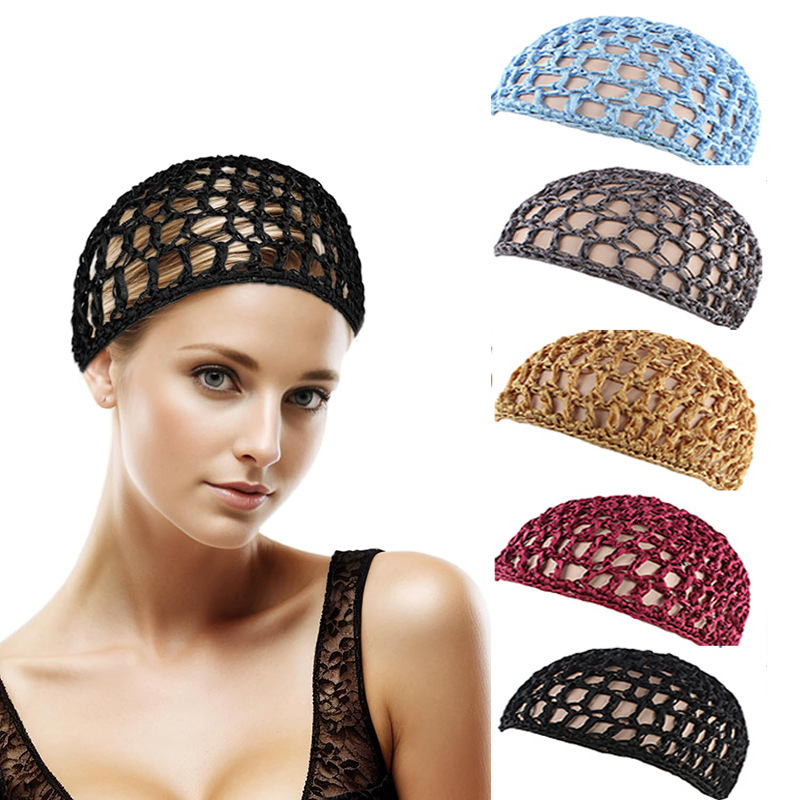 Solid Color Hand-Crossed Hairnet Hair Cover Headgear Sleeping Cap Breathable Headscarf Cap FW-11