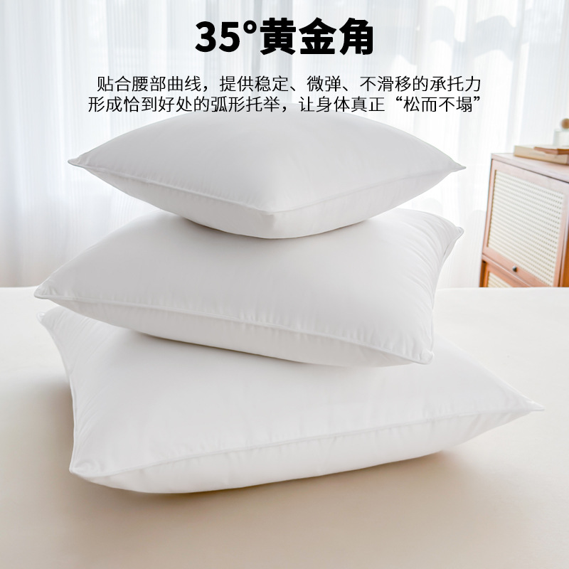 White goose feather down pillow core for hotels, sofa backrests, lumbar support, offices, beds, and home use.