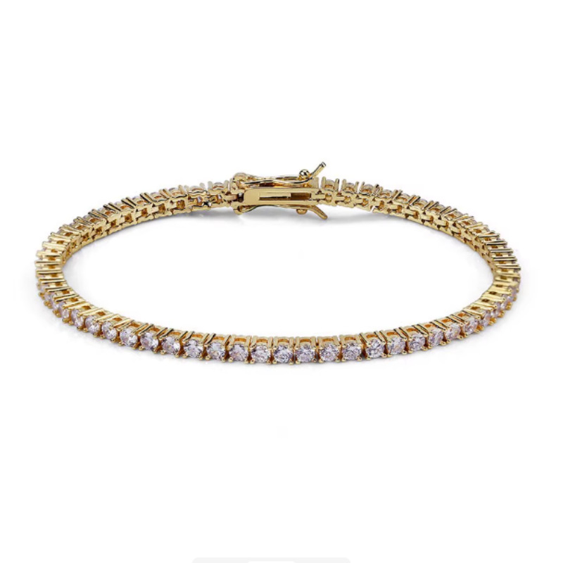 New copper gold-plated jewelry, versatile full diamond bracelet, single-row diamond-encrusted bracelet in European and American style, the same style of jewelry for women in the counter