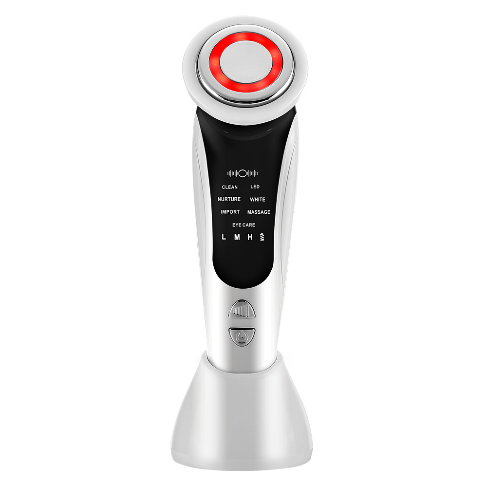 Cross-border EMS ion microcurrent red light home beauty device with base, seven-color light vibration beauty import device