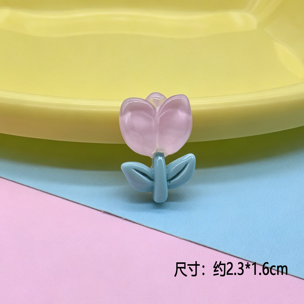 New transparent flower tulip sunflower leaf cream glue refrigerator magnet hair accessory hair clip material resin accessories