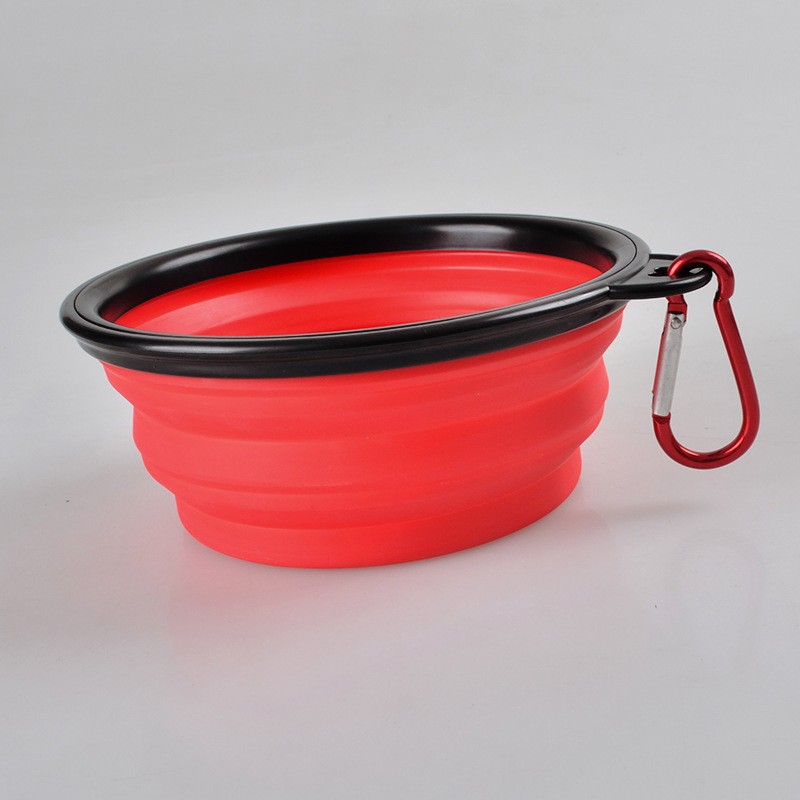 Factory direct sales of pet folding bowls, outdoor portable dog bowls, when traveling, feeding cats and dogs, drinking water bowls, silicone