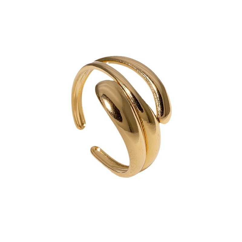 Cross-border minimalist fashion open stainless steel ring for women, colorfast geometric minimalist style, light luxury ring wholesale.