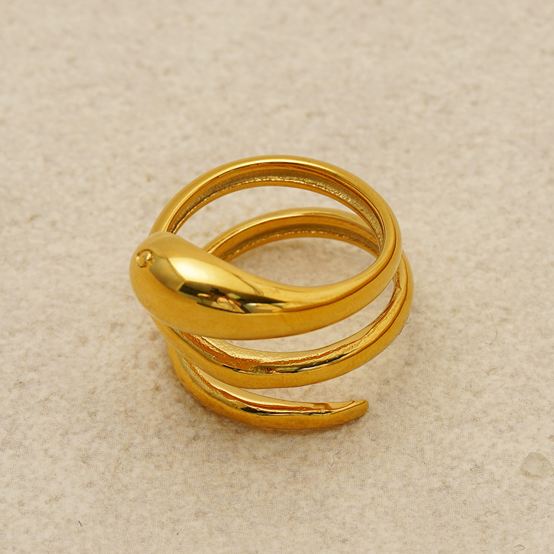 European and American cross-border ins niche oval egg-shaped ring for women, 18K design stainless steel open ring wholesale