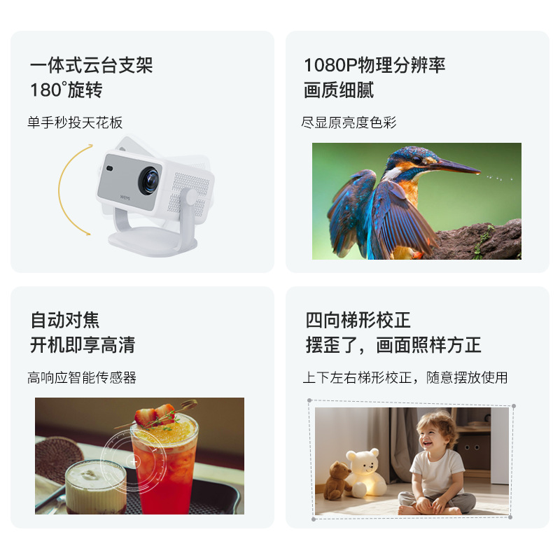 Cross-border new L018 Full HD Home theater video projector, pan-tilt projector, home theater ultra-clear