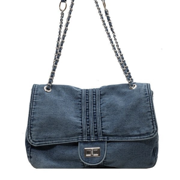 Women's Denim Bag 2025 New Fashion Large Capacity Chain Shoulder Bag High-End Commuter Tote Hobo Bag