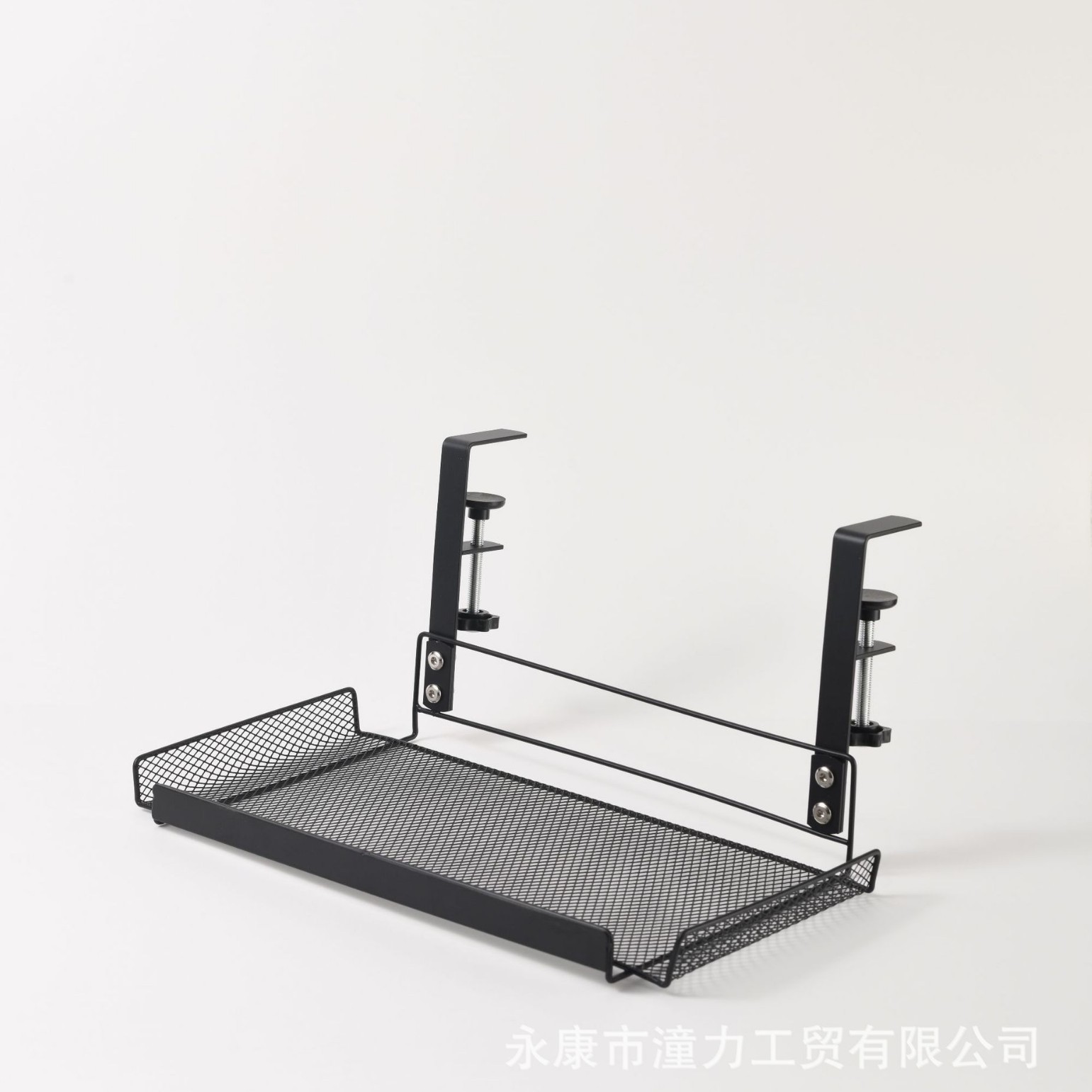 Customized cross-border extendable carbon steel under-desk storage rack, cable and data cable storage basket, no drilling required.