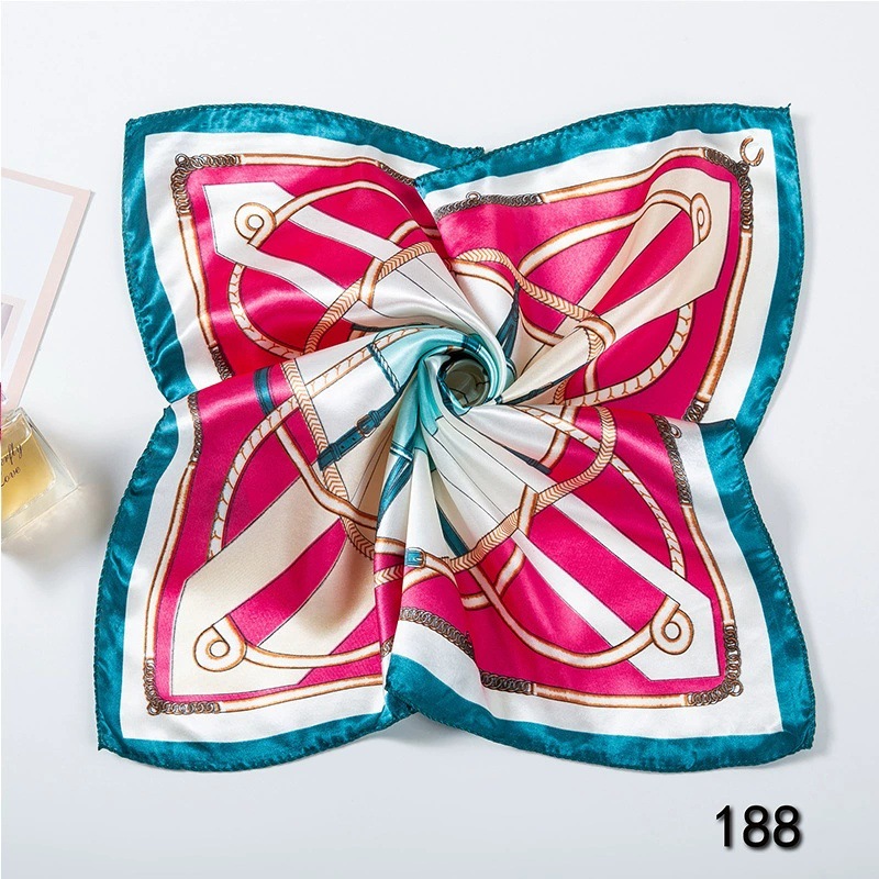 A 50cm silk scarf for women with diced printing, a small square scarf for professional use, a small neckerchief, a gift for mom's event, a silk scarf as a present