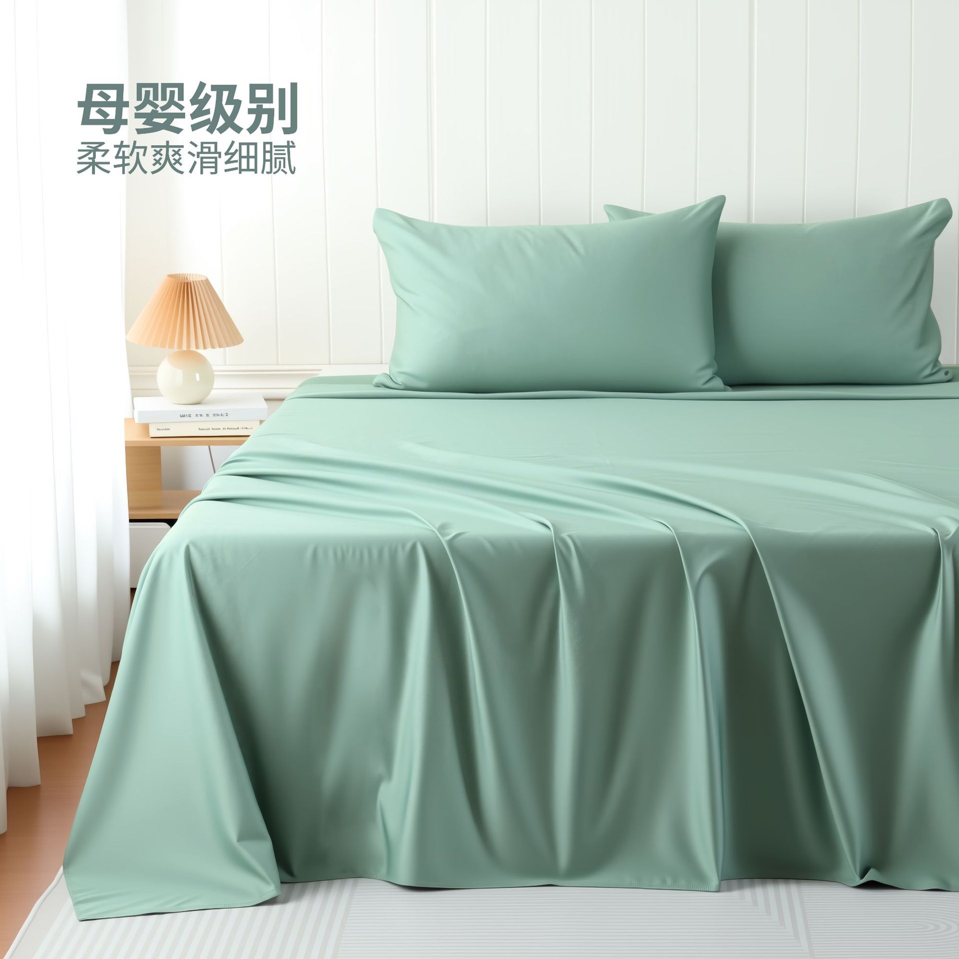 80-count pure cotton satin bed sheet, Egyptian long-staple cotton, single/double size, dormitory/home use, all-season, single piece.