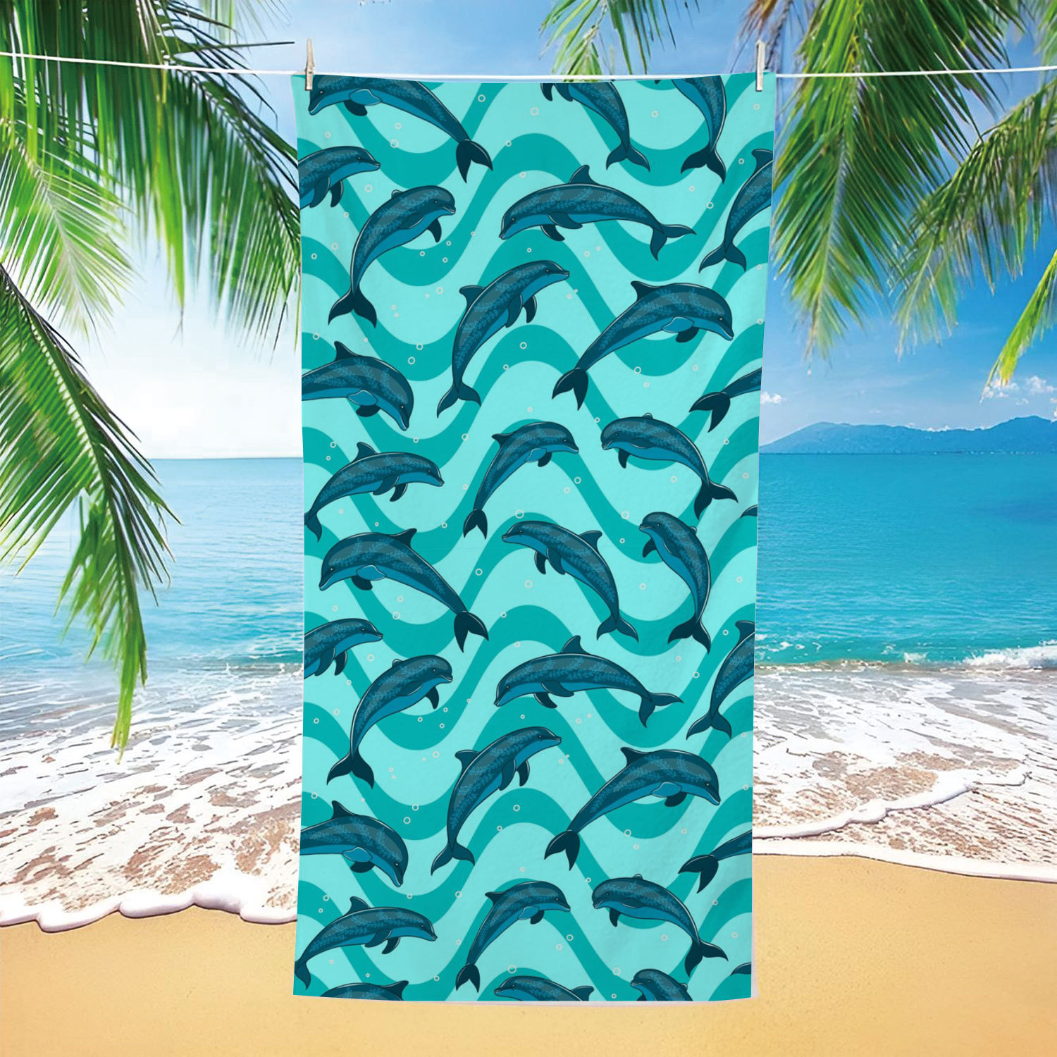 Hawaiian tropical floral beach towel, absorbent and quick-drying large bath towel, seaside vacation skin-friendly towel, cross-border sourcing