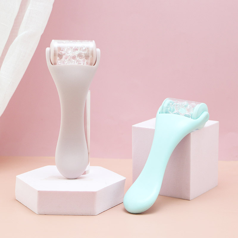 Double-headed ICE ROLLER facial massager, cooling device, ice compress facial roller, plastic body massager.