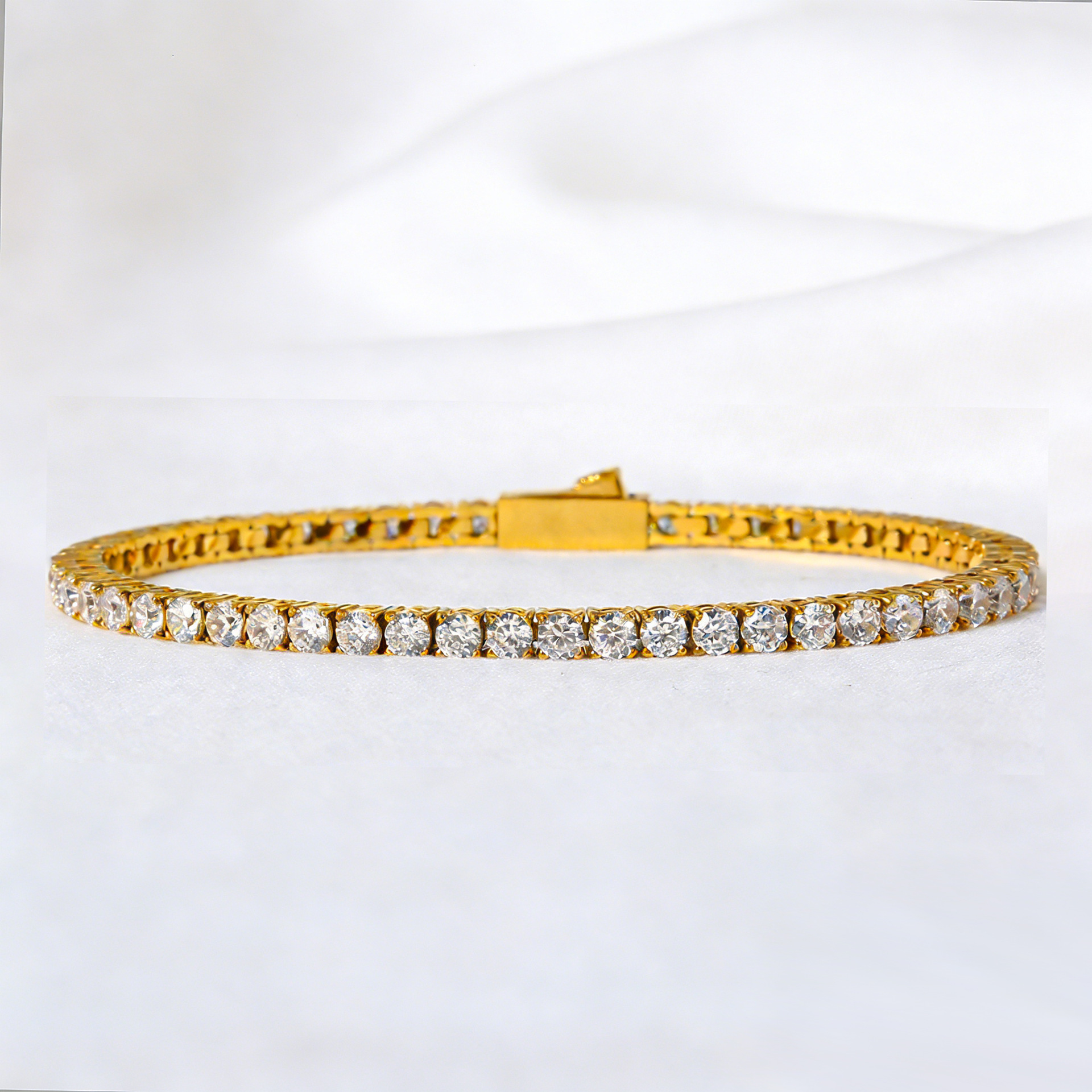 Cross-border stainless steel 3mm, 4mm, 5mm inlaid zircon bracelet titanium steel tennis hip-hop tennis chain