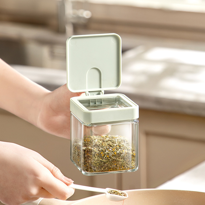 Light luxury kitchen wall-mounted seasoning rack, sealed seasoning jar, multi-functional non-drilling storage seasoning box set