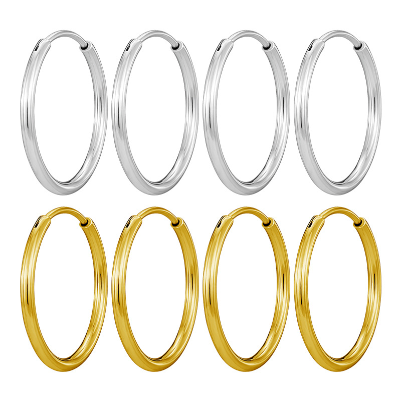 2026 Hot Selling European and American Style Simple, Unique, Exaggerated Large Earrings, Fine Needle Hoop Earrings, Electroplated Earrings, Stainless Steel Earrings Wholesale