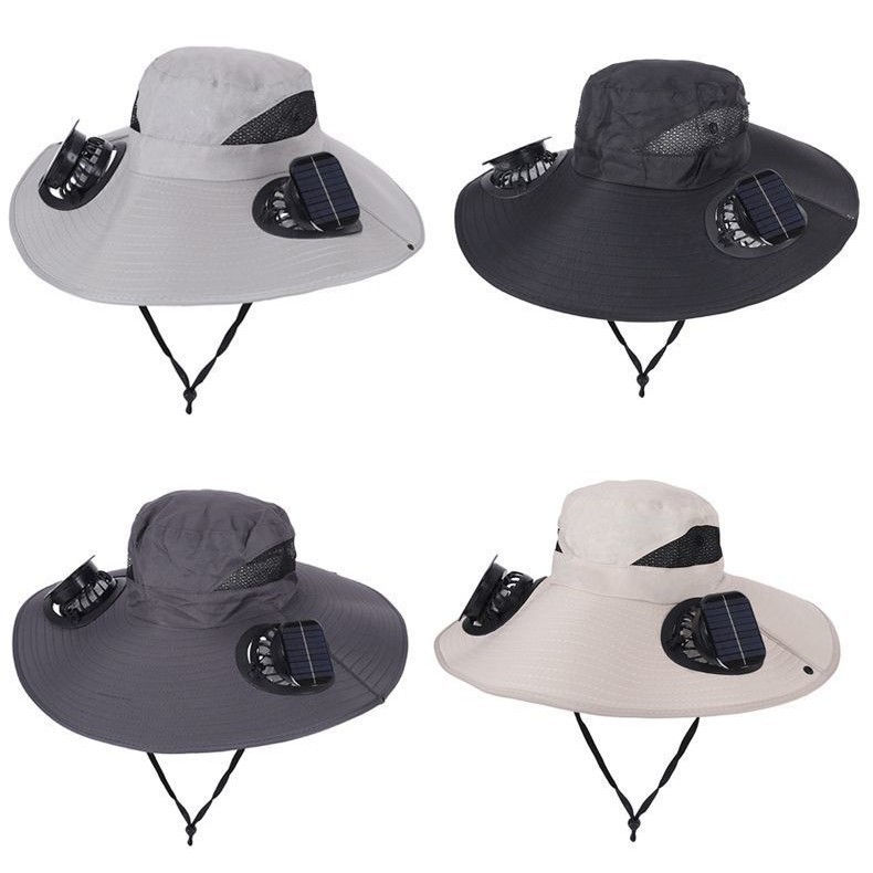 Solar-powered fan camouflage hat for men, summer fishing hat, sun hat, wide-brimmed hat, sun protection hat, outdoor fisherman hat.
