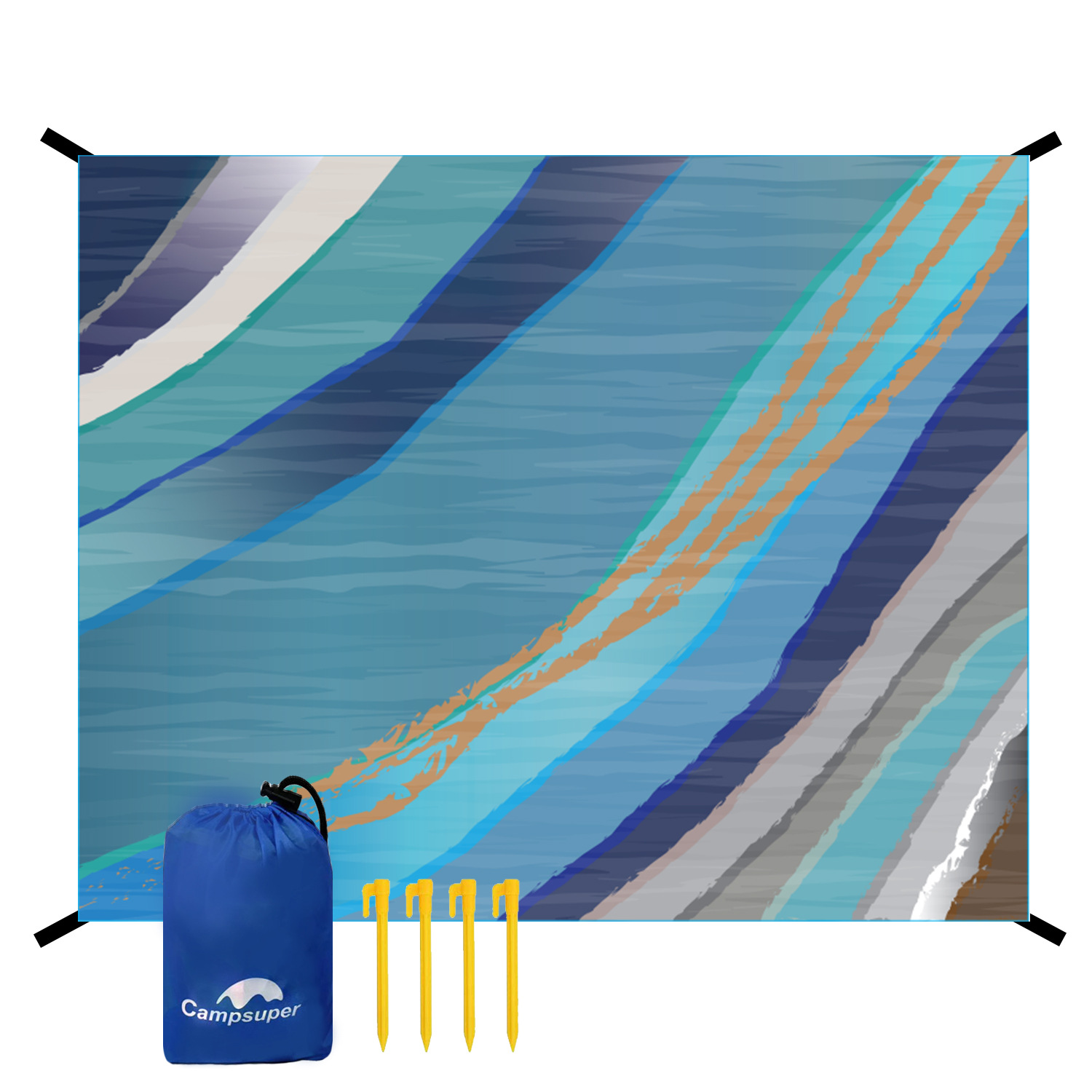 Portable waterproof and moisture-proof beach mat, outdoor camping mat, machine washable moisture-proof mat, children's spring outing lawn mat