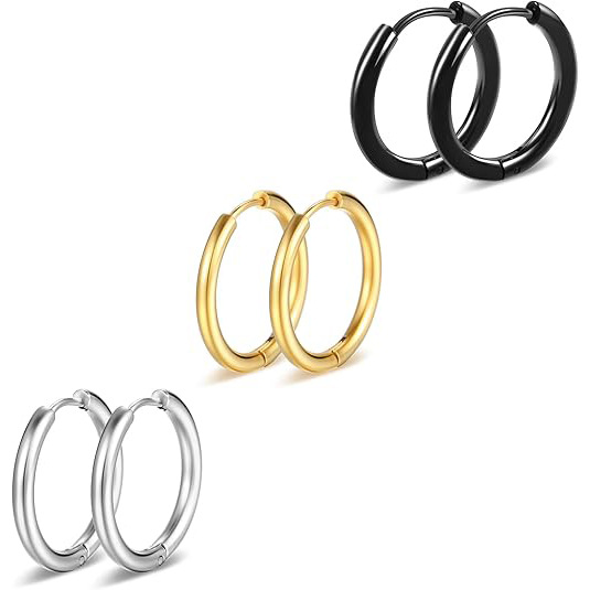 Japanese and Korean style minimalist titanium steel piercing jewelry, stainless steel DIY handmade jewelry, earrings in multiple sizes, 18K gold earrings.